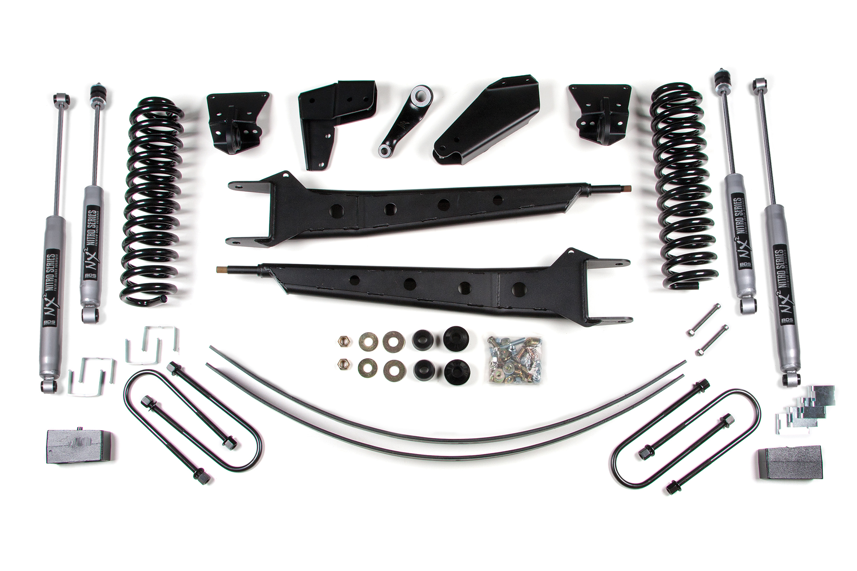 BDS Suspension BDS504H - 4 Inch Lift Kit w/ Radius Arm Ford F100/F150 80-96 4WD Dual Add A Leaf NX2 Nitro
