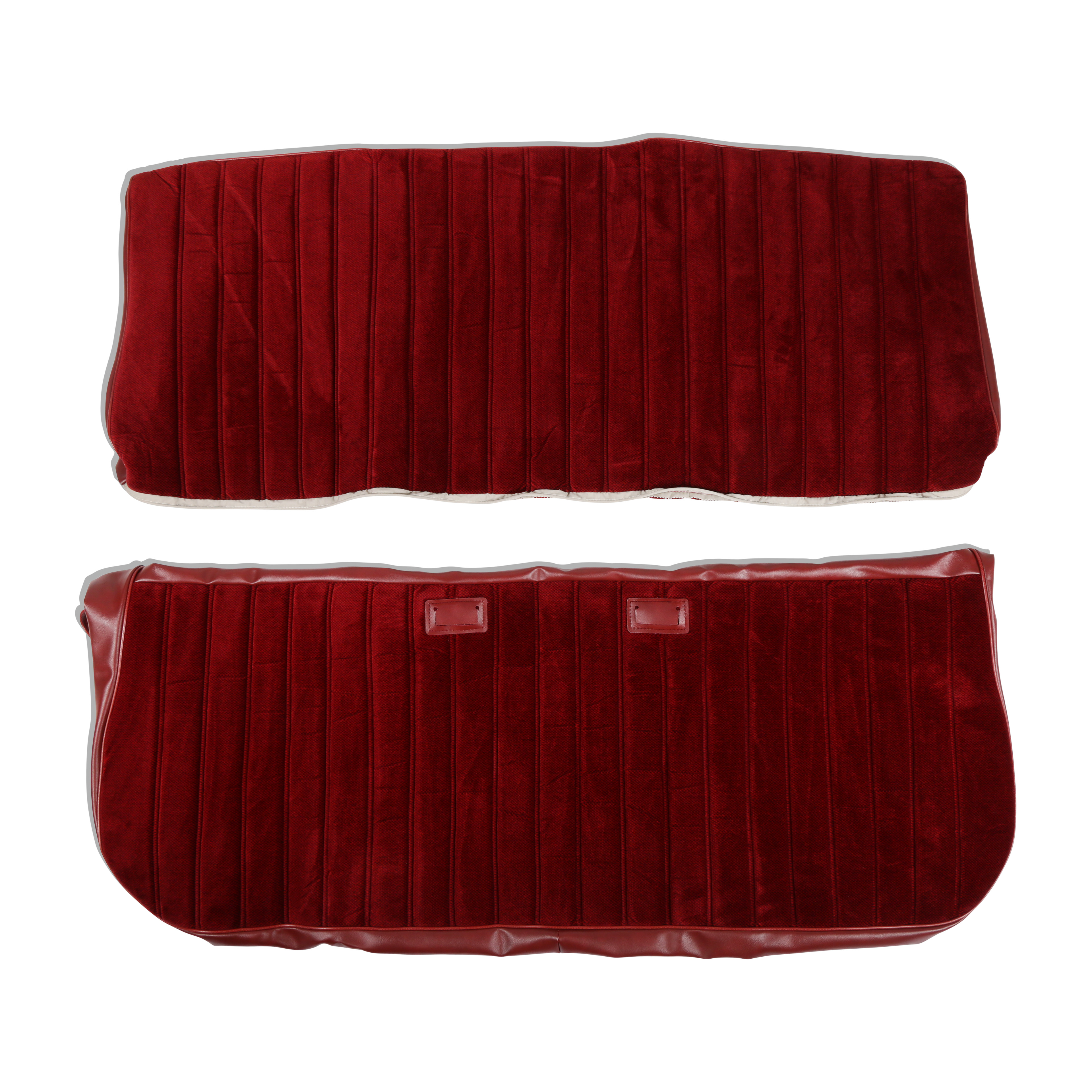 Brothers Trucks 05-296 - Seat Upholstery Kit - Full Pleat Cloth/Vinyl - Maroon/Burgundy