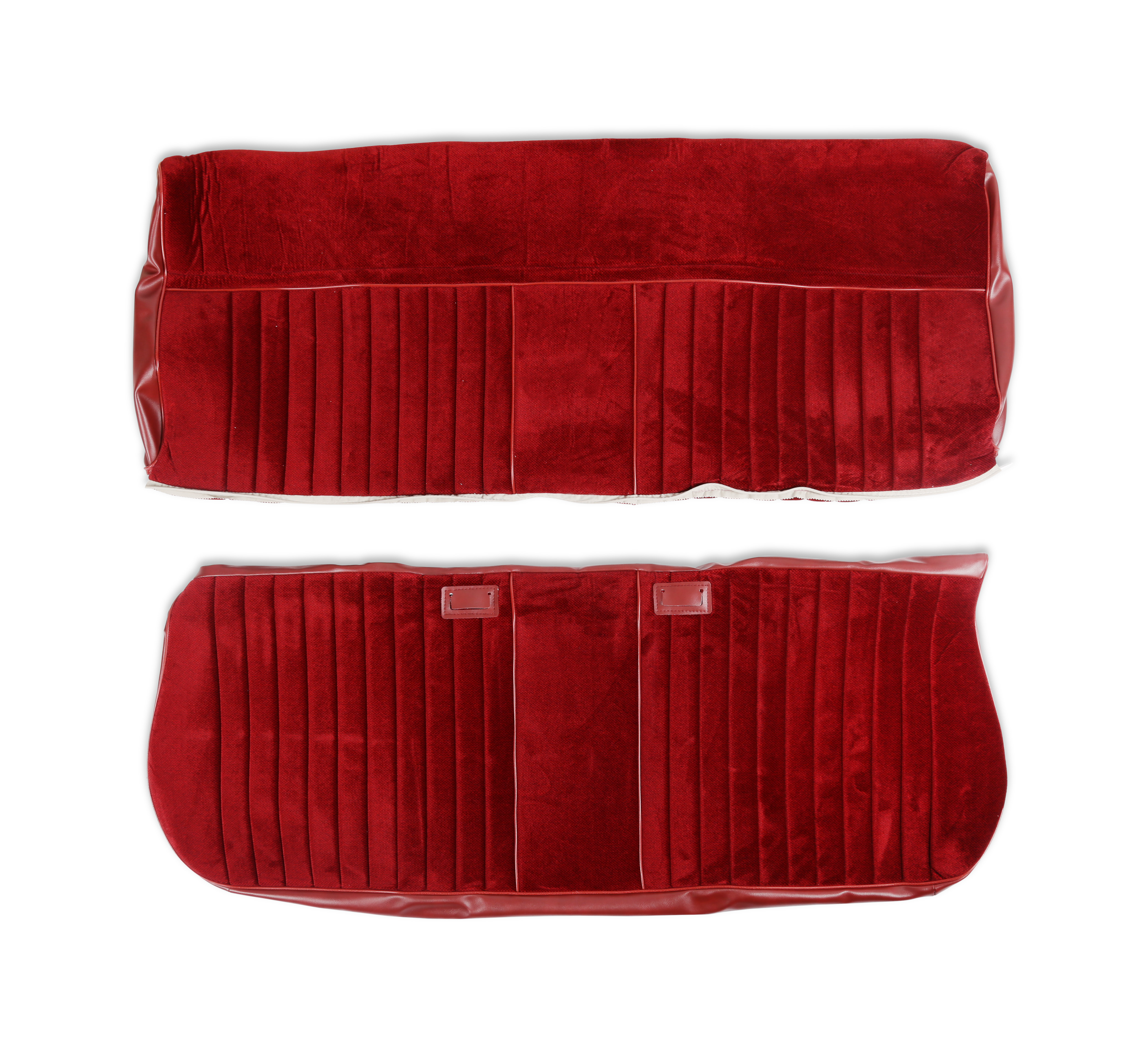 Brothers Trucks 05-321 - Seat Upholstery Kit - Deluxe Pleat Cloth/Vinyl - Maroon/Burgundy