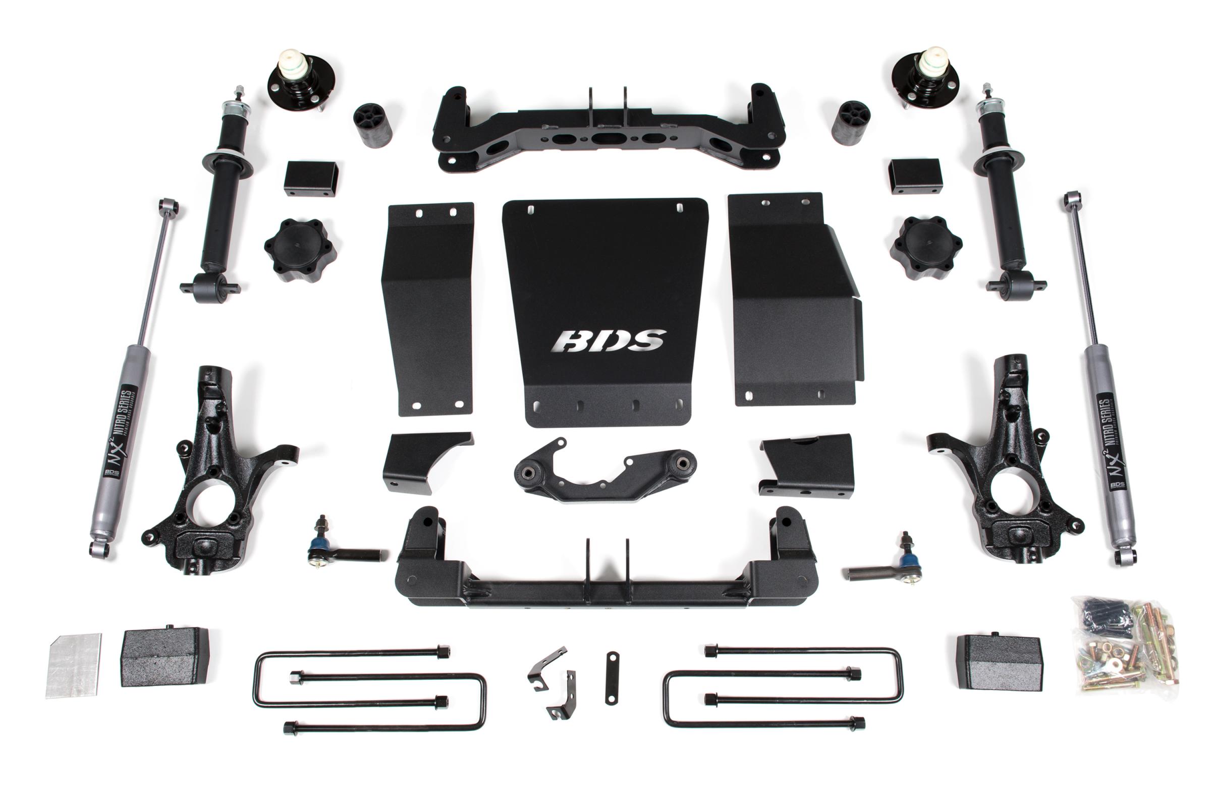 BDS Suspension BDS713H - 4 Inch Lift Kit Silverado/Sierra 1500 14-18 4WD Block Kit Aluminum / Stamped Steel Control Arm NX2 Nitro