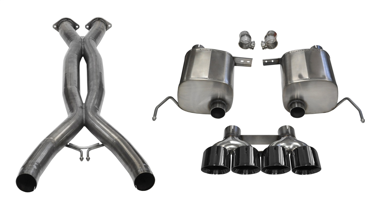 Corsa Performance 14762CBBLK - 2.75 Inch Valve-Back Xtreme Plus Exhaust w/X-Pipe Dual Rear Exit Quad 4.5 Inch Black Tips 14-Present Chevy C7 Corvette Plus Grand Sport 6.2L V8 Stainless Steel  Performance