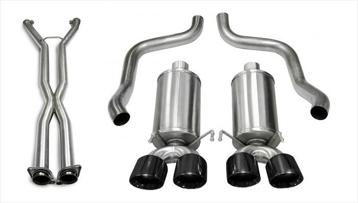 Corsa Performance 14960CB4BLK - 2.5 Inch Cat-Back Dual Rear Exit with Twin 4.0 Inch Black PVD Pro-Series Tips  Performance
