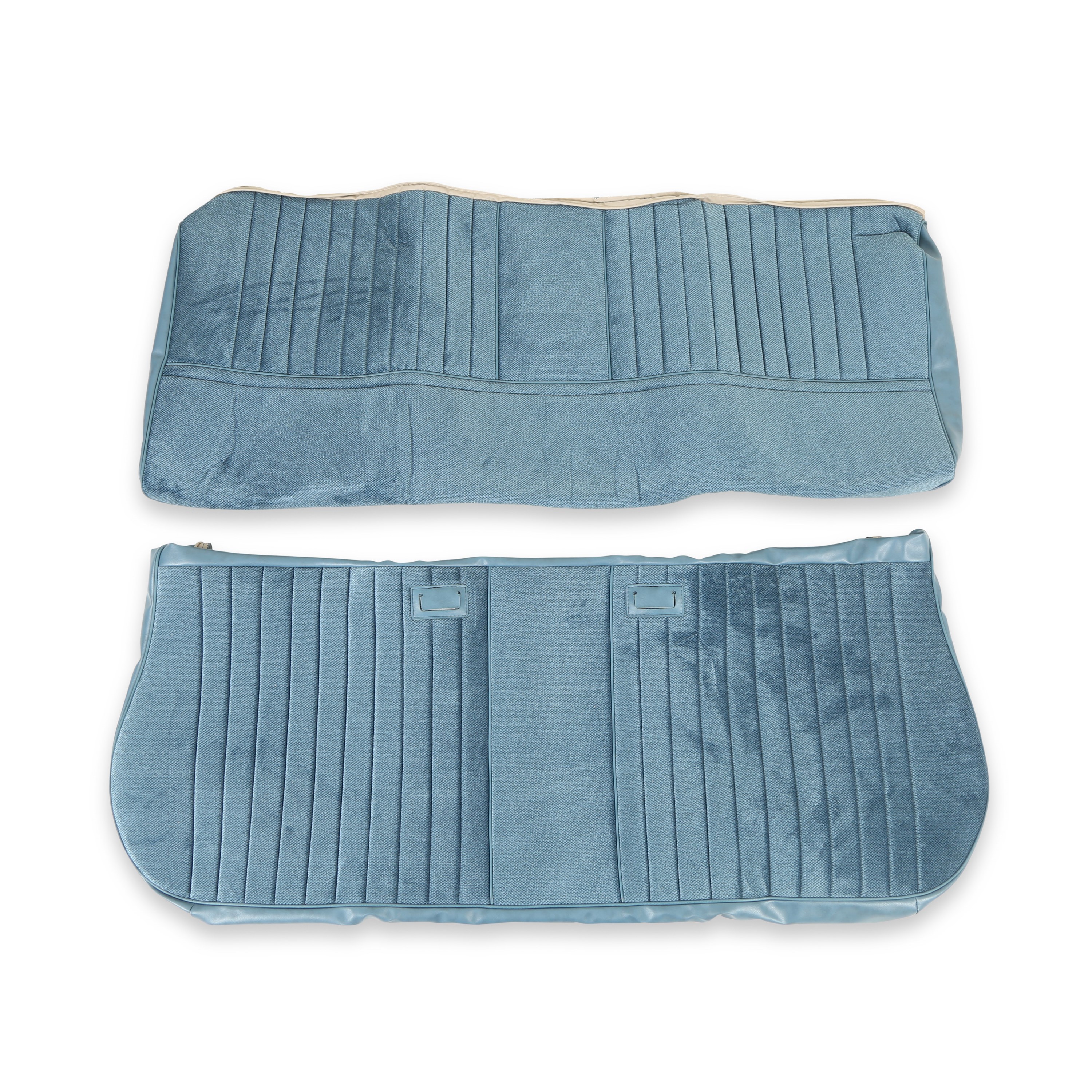 Brothers Trucks UP87C01MEDBLUE - Seat Cover-Front Bench-Med Blue Vinyl/Blue Velour Brothers Trucks UP87C01MEDBLUE - Seat Cover-Front Bench-Med Blue Vinyl/Blue Velour