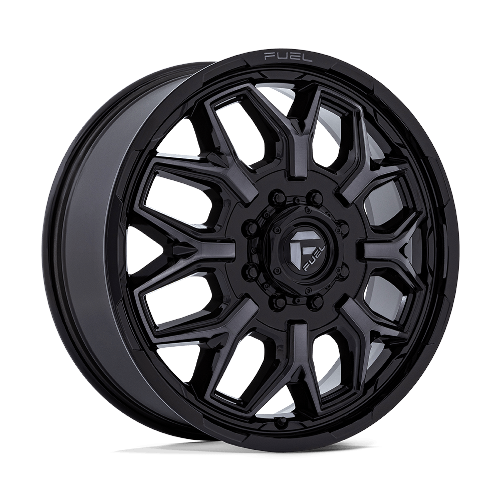 Fuel Wheels D87522828D - D875 Flux Dually 22X8.25 Gloss Black Brush-Fc Gray Tint
