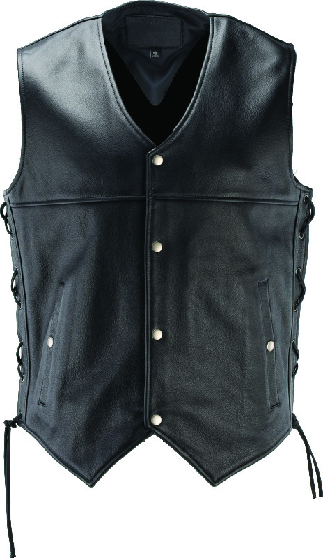 Kuryakyn 094432 - Leather By River Road Old Skool Leather Vest Black - Medium