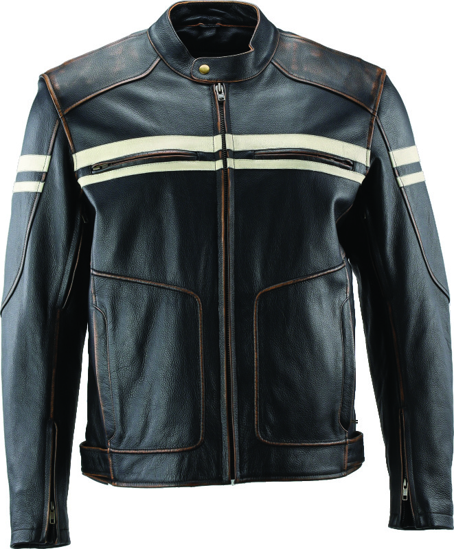 Kuryakyn 094382 - Leather By River Road Hoodlum Vintage Leather Jacket Black - Small