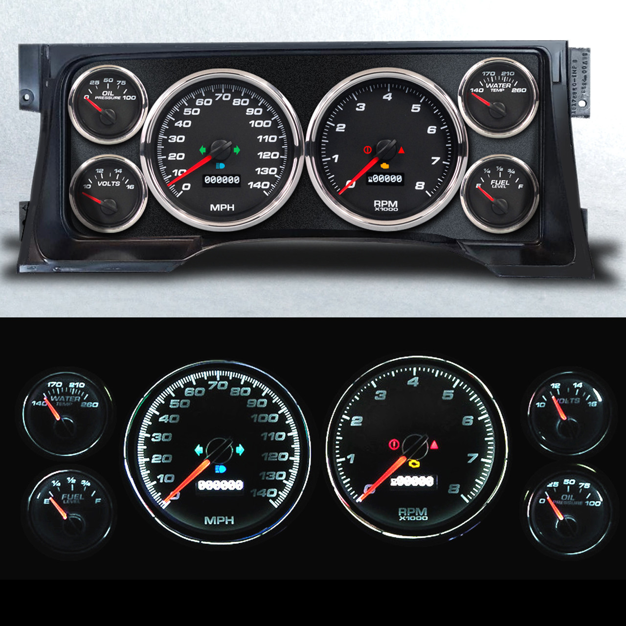 New Vintage USA 95101-01 - Gauge Kit GM Truck 95-98 Performance Black