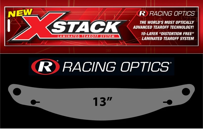 Racing Optics 10214S - Helmet Shield Tear Off - 2 mm Thick - 13 in Center to Center - Plastic - Smoke - Arai GP7 - Set of 3 Racing Optics 10214S - Helmet Shield Tear Off - 2 mm Thick - 13 in Center to Center - Plastic - Smoke - Arai GP7 - Set of 3