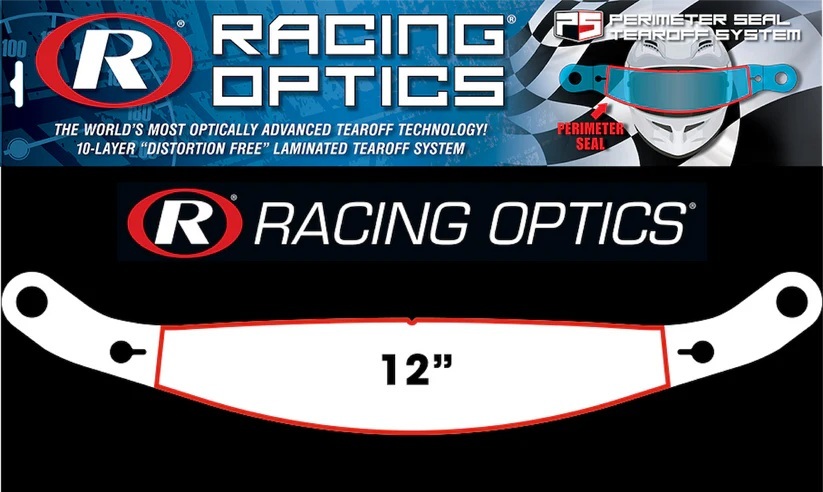 Racing Optics 3459CP - Helmet Shield Tear Off - Perimeter Seal SpeedStack 3 - 4 mm Thick - 12 in Center to Center - Plastic - Clear - Stilo ST5 - Set of 9 Racing Optics 3459CP - Helmet Shield Tear Off - Perimeter Seal SpeedStack 3 - 4 mm Thick - 12 in Center to Center - Plastic - Clear - Stilo ST5 - Set of 9