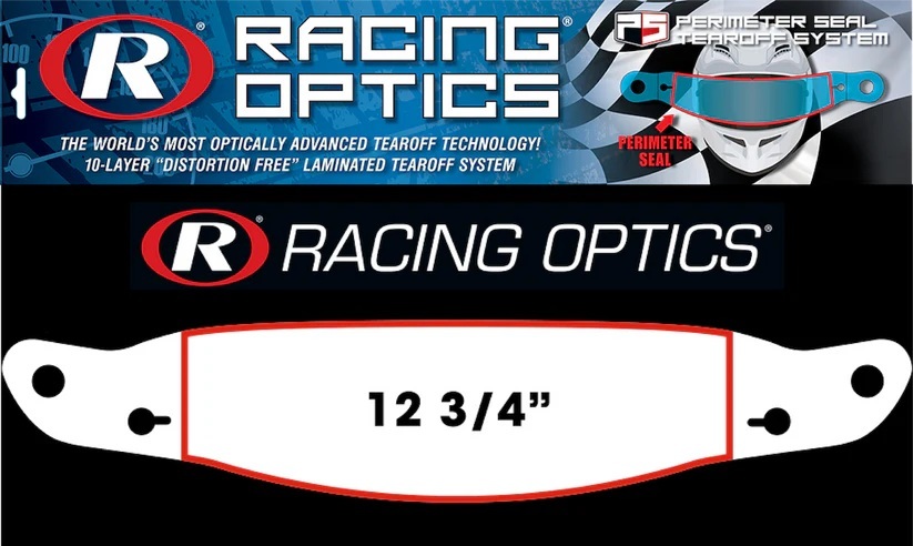 Racing Optics 3418CP - Helmet Shield Tear Off - Perimeter Seal SpeedStack 3 - 4 mm Thick - 12.75 in Center to Center - Plastic - Clear - Arai GP6 / GP-6S / SK-6 - Set of 9
