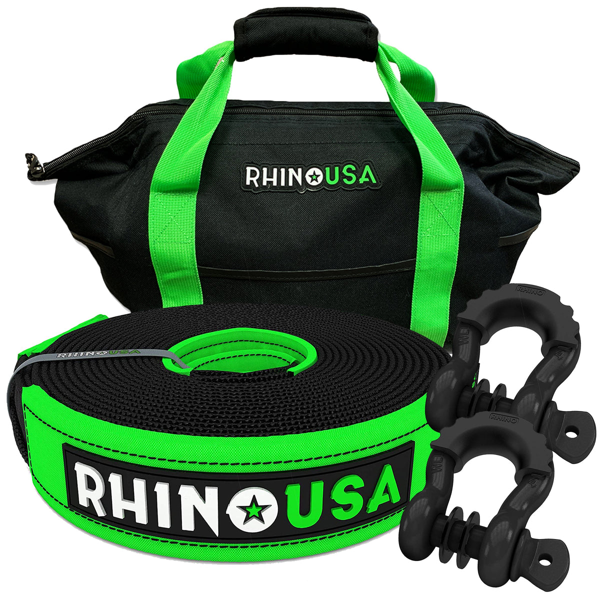 Rhino USA RNO-SHACKSTRAP20 - 20Ft Tow Strap/Shackles Combo Rhino USA RNO-SHACKSTRAP20 - 20Ft Tow Strap/Shackles Combo