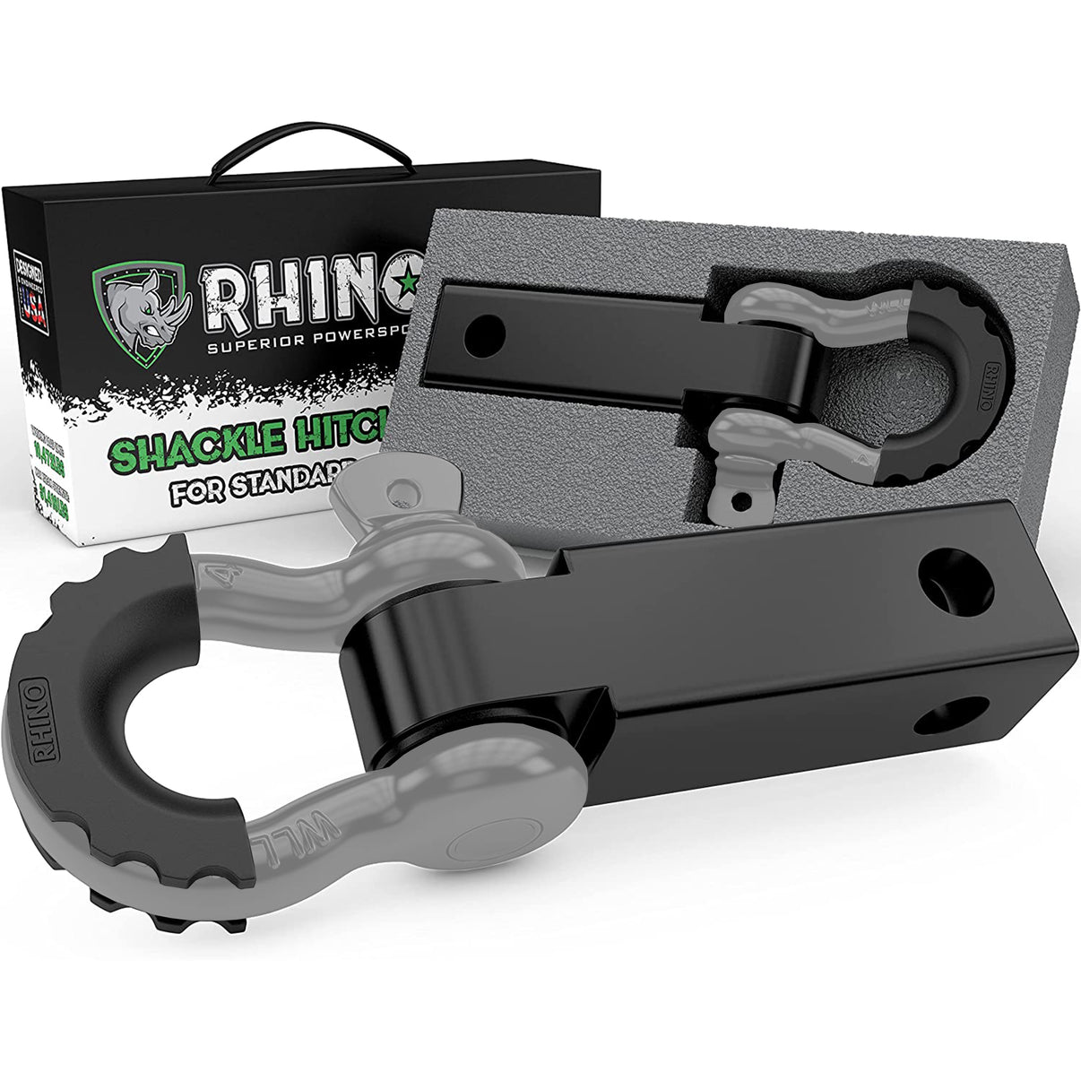 Rhino USA RG-HTHITCH2-GRY - Shackle Hitch Receiver W/ D-Ring (Gray)