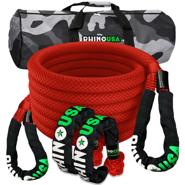 Rhino USA RG-KRKIT78X30-RED - 7/8In X 30Ft Kinetic Rope Recovery Kit W/Soft Shackles (Red) Rhino USA RG-KRKIT78X30-RED - 7/8In X 30Ft Kinetic Rope Recovery Kit W/Soft Shackles (Red)
