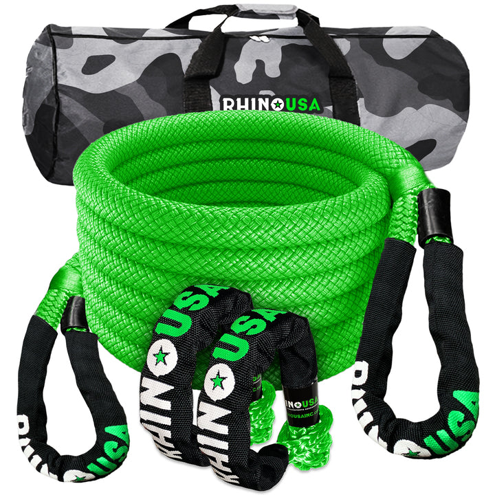 Rhino USA RG-KRKIT78X30-GRN - 7/8In X 30Ft Kinetic Rope Recovery Kit W/Soft Shackles (Green)