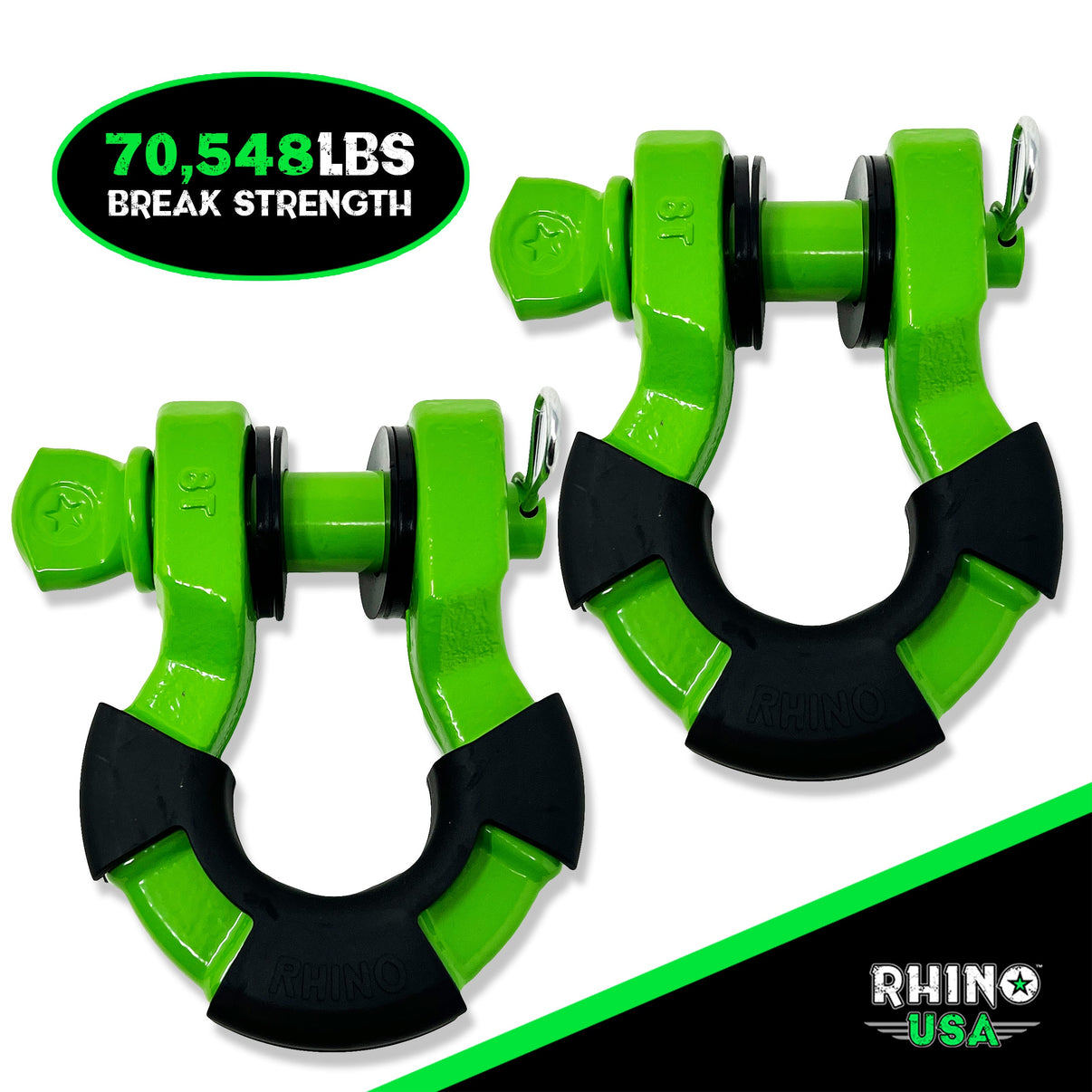Rhino USA SUPERSHACK-GRN - 8T Super Shackle 2-Pack (Green)