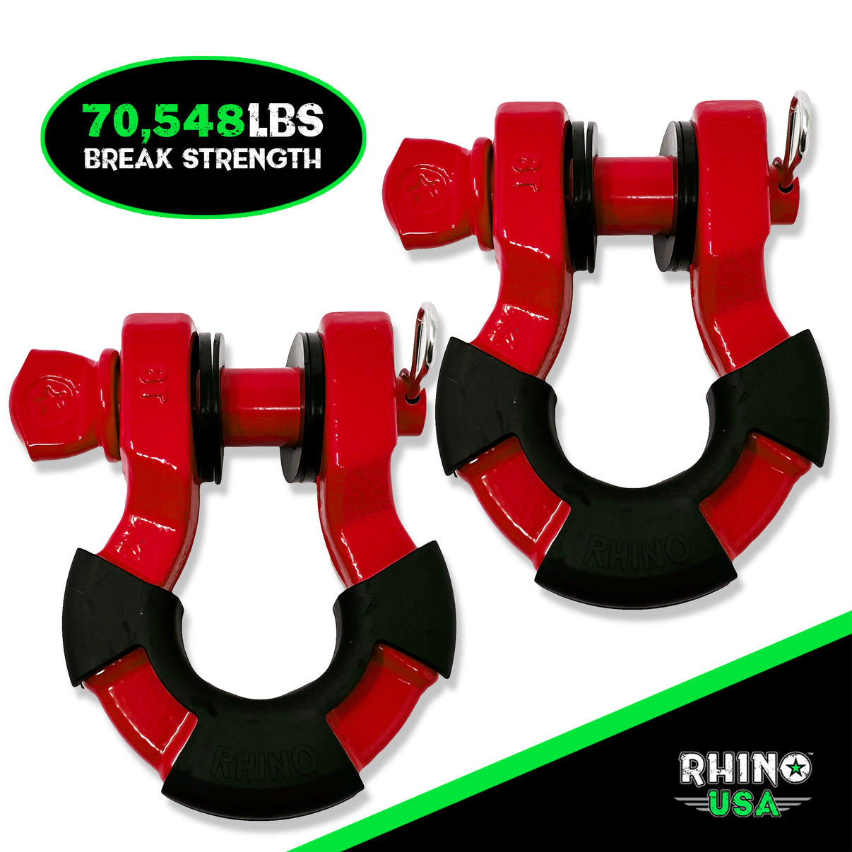 Rhino USA SUPERSHACK-RED - 8T Super Shackle 2-Pack (Red) Rhino USA SUPERSHACK-RED - 8T Super Shackle 2-Pack (Red)