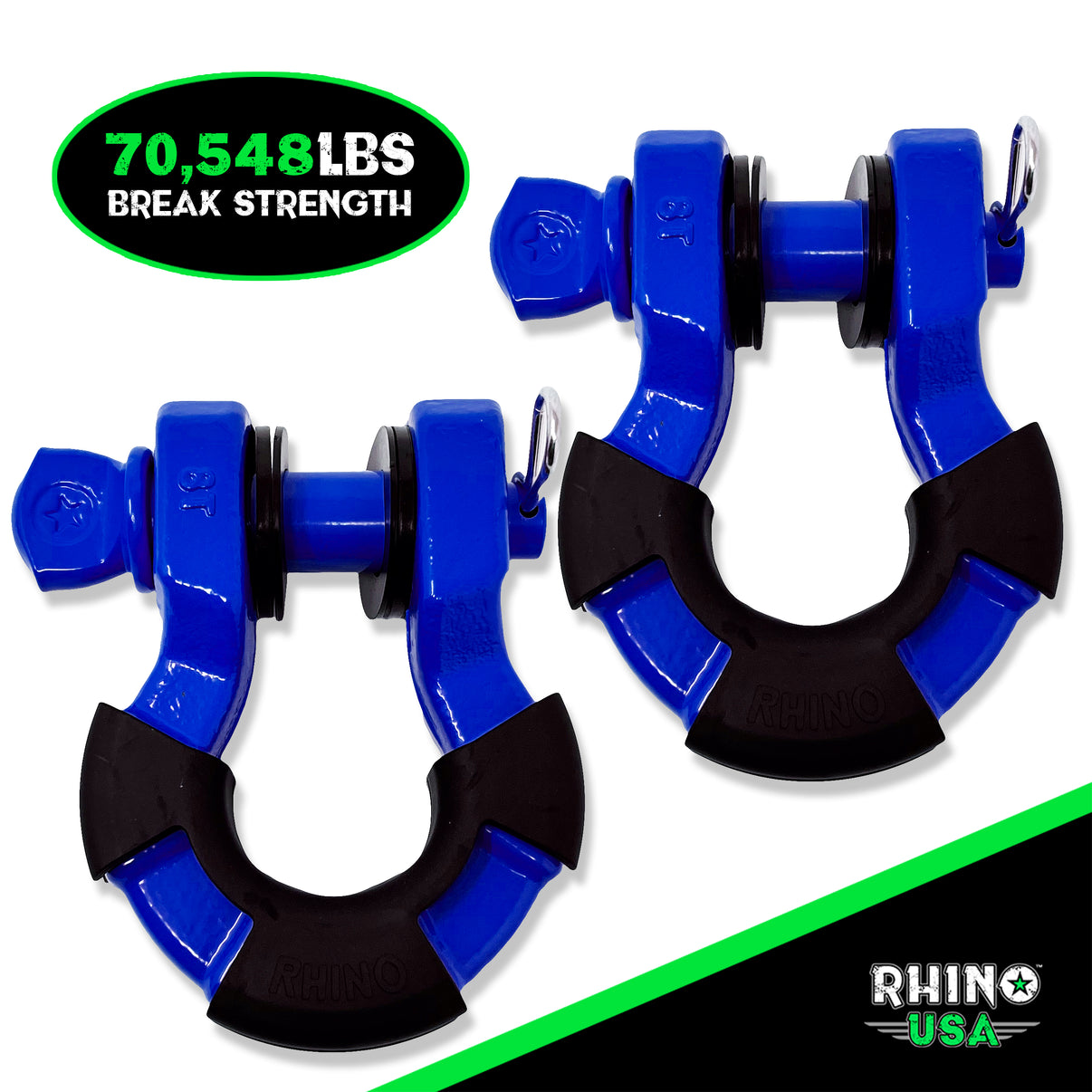 Rhino USA SUPERSHACK-BLU - 8T Super Shackle 2-Pack (Blue) Rhino USA SUPERSHACK-BLU - 8T Super Shackle 2-Pack (Blue)