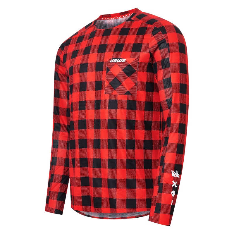 USWE 80951061400105 - Flannel Long Sleeve Lightweight Off-Road Jersey Flame Red - Medium