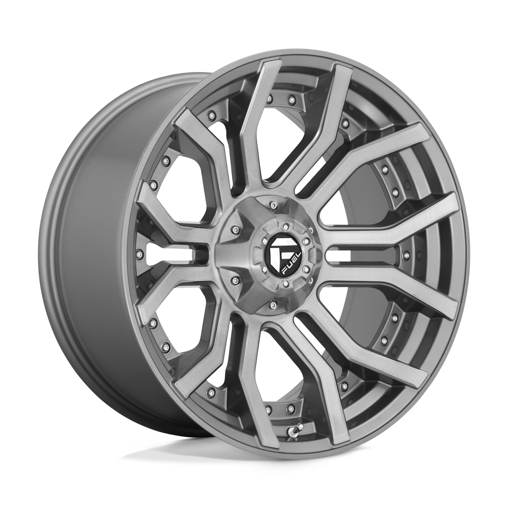 Fuel Wheels D71324205747 - Aluminum Wheels 24X12 Rage Platinum D713 5 On 127/5 On 139.7 Brushed Gunmetal Gray Tinted Clear 87.1 Bore -44 Offset Fuel Off Road Wheels
