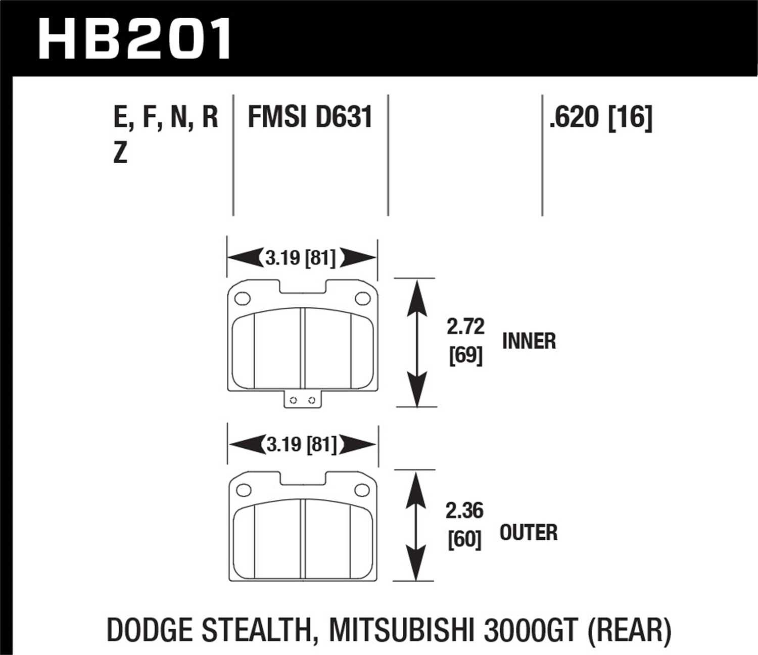 Hawk HB201R.620 - Street Race Disc Brake Pad Hawk HB201R.620 - Street Race Disc Brake Pad