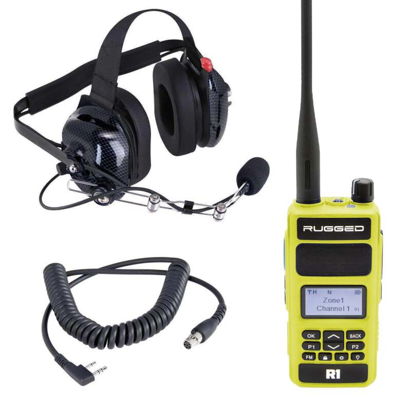 Rugged Radios CREW-R1-HV - Crew Chief - H42 Spotter Headset and Rugged Handheld Radio Package - Safety Yellow