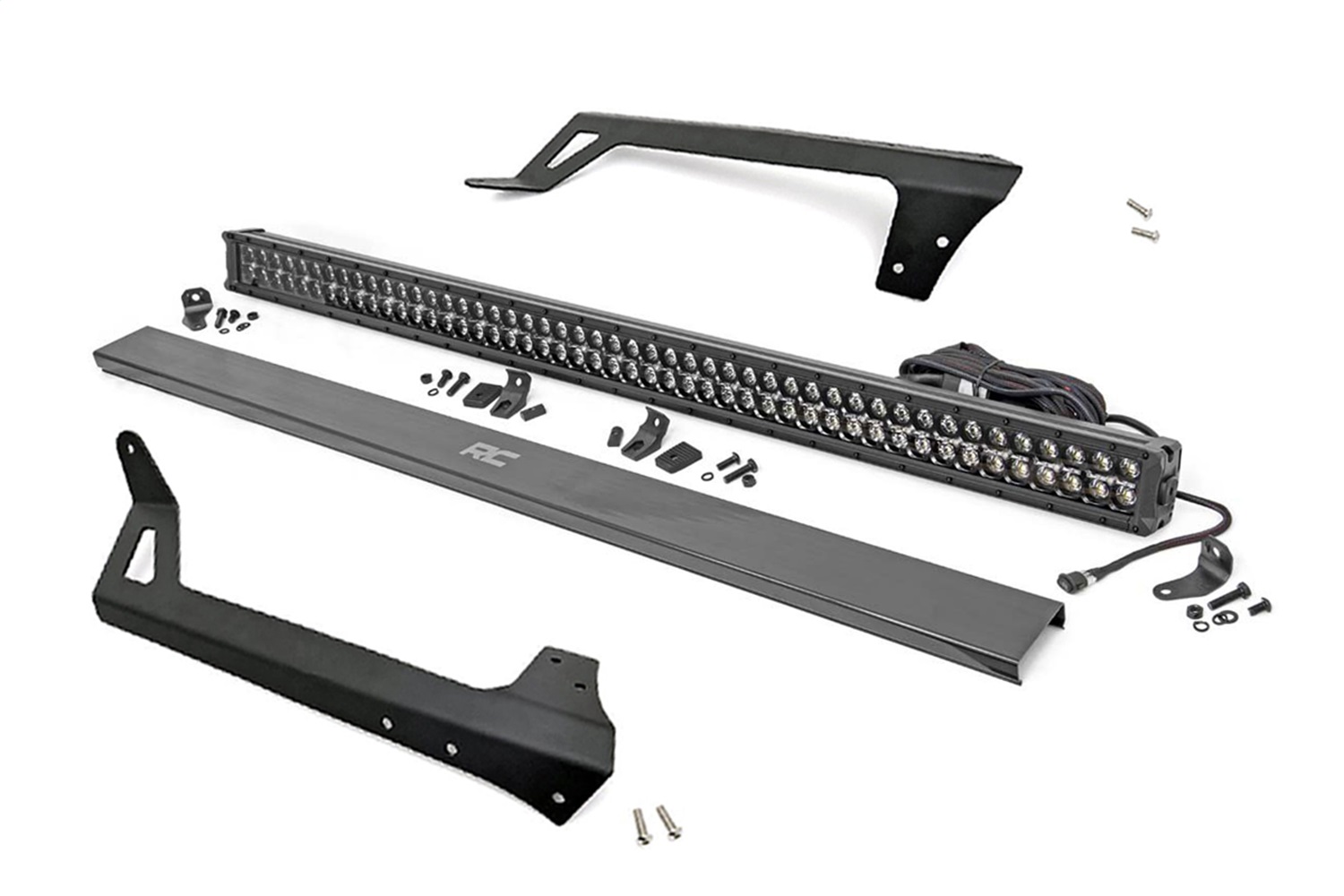 Rough Country 70504BLDRL - LED Light - Windshield Mnt - 50 inch Black Dual Row - White DRL - Jeep Wrangler JK (07-18) Rough Country 70504BLDRL - LED Light - Windshield Mnt - 50 inch Black Dual Row - White DRL - Jeep Wrangler JK (07-18)