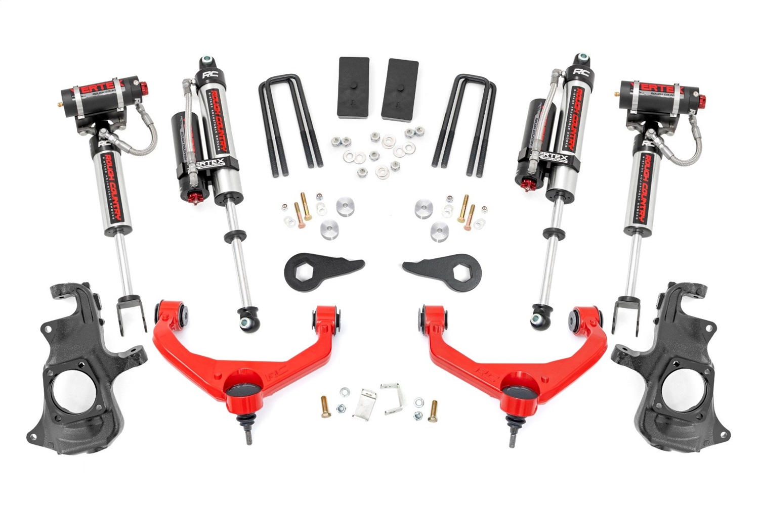 Rough Country 97650RED - 3.5 Inch Lift Kit - Knuckle - Vertex - w/ Overloads - Chevy/GMC 2500HD/3500HD (11-19)