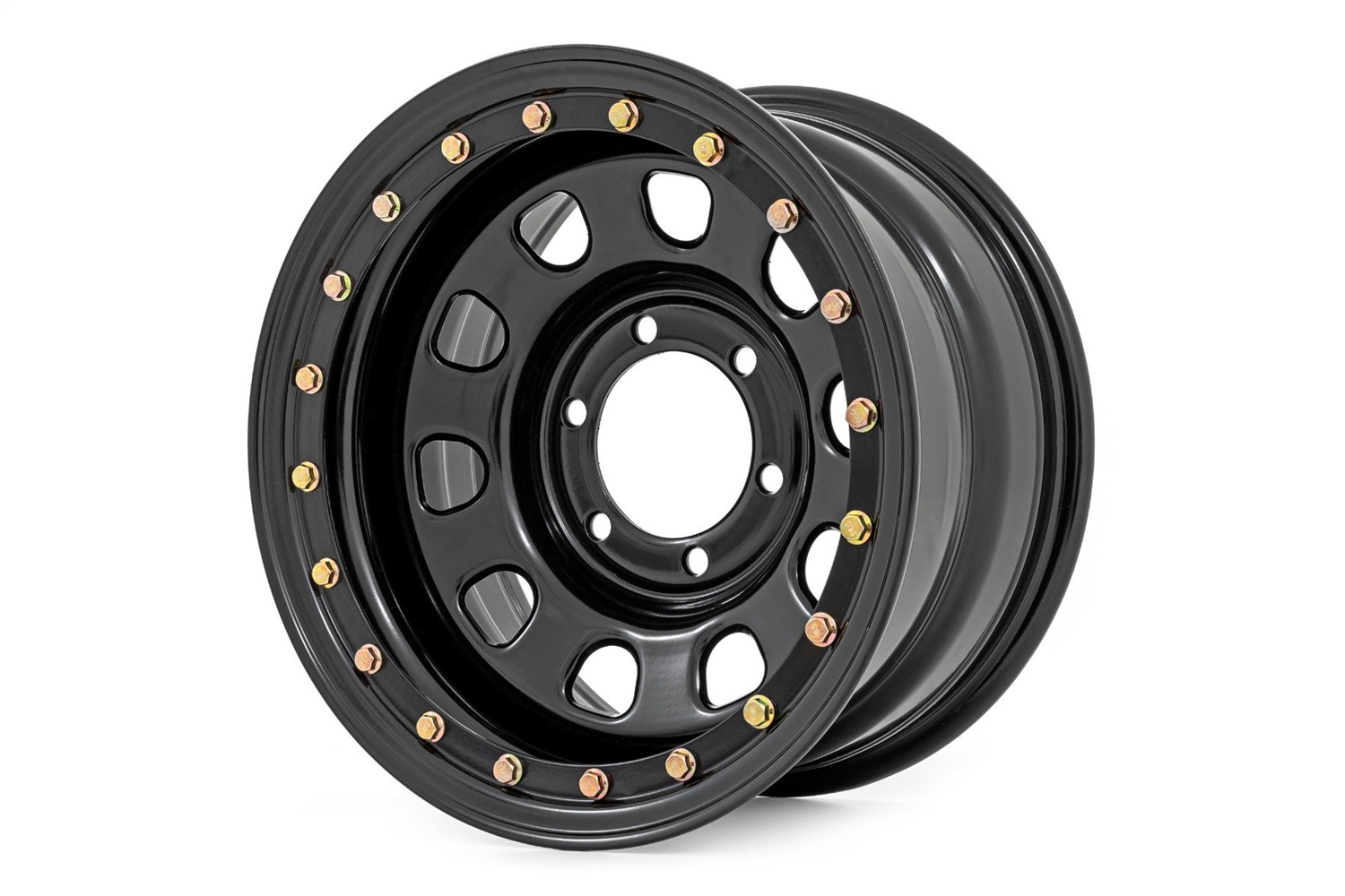 Rough Country RC51-7655SL - Steel Simulated Bead Lock Wheel - Black - 17x9 - 6x5.5 - 4.25 Bore -12 Rough Country RC51-7655SL - Steel Simulated Bead Lock Wheel - Black - 17x9 - 6x5.5 - 4.25 Bore -12