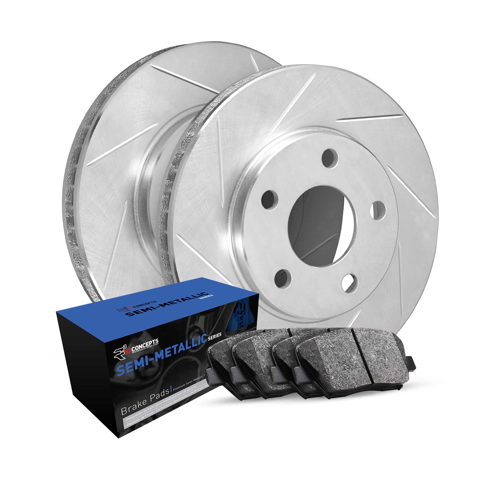 R1 Concepts WEYN1-92046 - Brake Rotor- Slotted - Silver with Semi-Met Pads R1 Concepts WEYN1-92046 - Brake Rotor- Slotted - Silver with Semi-Met Pads