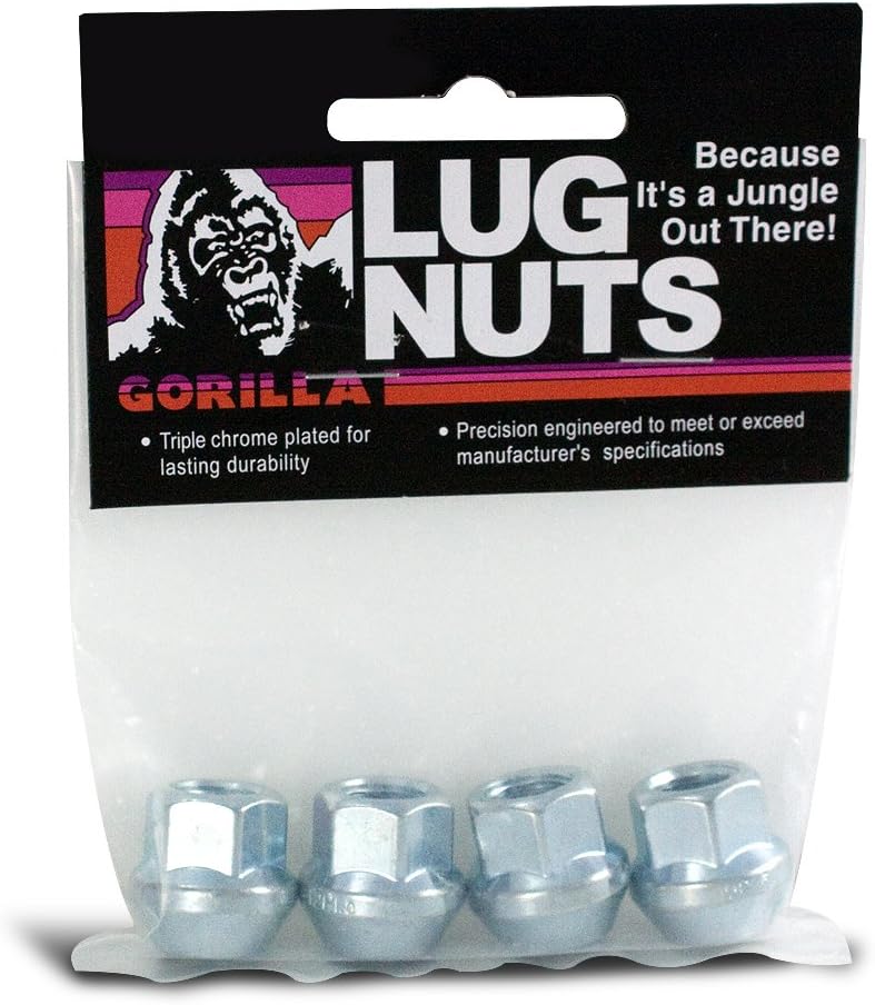 Gorilla Automotive 30037B - Acorn Bulge Open End Lug Nuts 17mm Hex 12mm x 1.50 Zinc Pack of 4 Lug Nuts