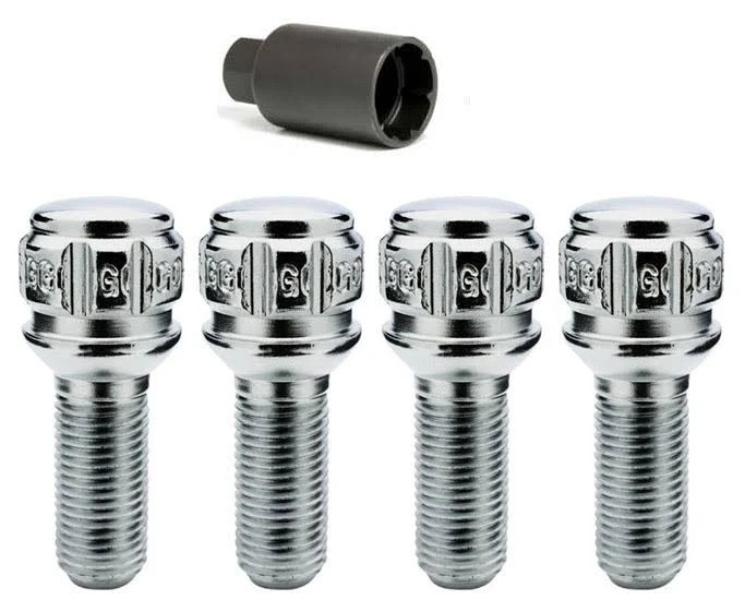 Gorilla Automotive 47018N - Conical Seat Lug Bolt Lock Set 14mm x 1.50 Chrome 27mm Thread Length Set of 4 Gorilla Automotive 47018N - Conical Seat Lug Bolt Lock Set 14mm x 1.50 Chrome 27mm Thread Length Set of 4
