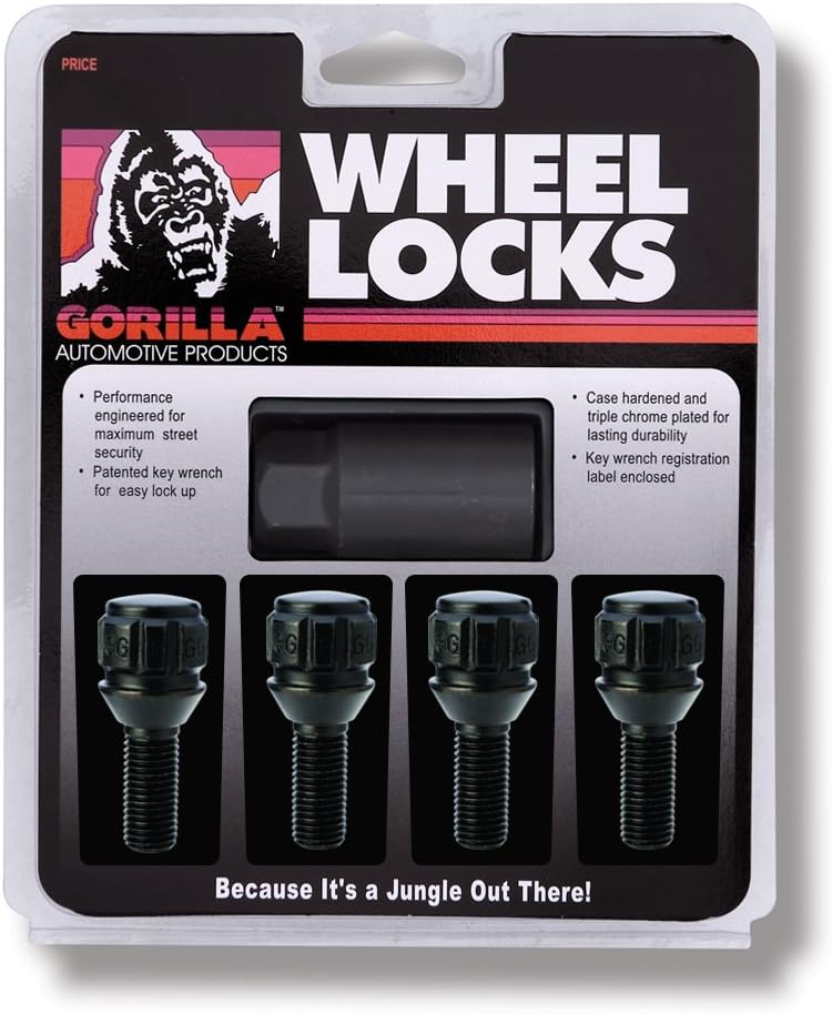 Gorilla Automotive 47018NBC - Conical Seat Lug Bolt Lock Set 14mm x 1.50 Black 27mm Thread Length Set of 4 Gorilla Automotive 47018NBC - Conical Seat Lug Bolt Lock Set 14mm x 1.50 Black 27mm Thread Length Set of 4