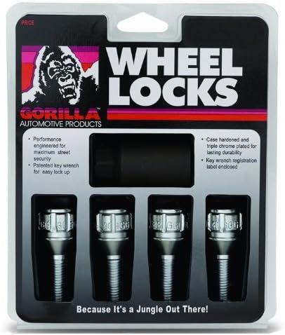 Gorilla Automotive 47142N - Conical Seat Lug Bolt Lock Set 14mm x 1.25 Chrome 32mm Thread Length Set of 4 Gorilla Automotive 47142N - Conical Seat Lug Bolt Lock Set 14mm x 1.25 Chrome 32mm Thread Length Set of 4