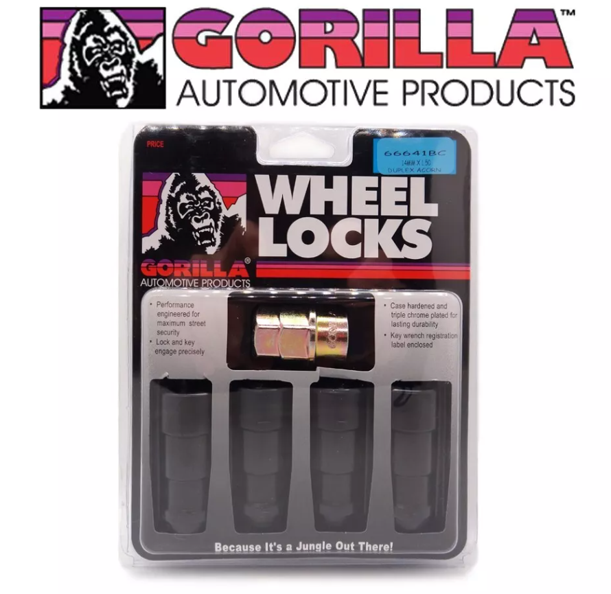 Gorilla Automotive 66641BC - Gorilla Guard Lock Set Duplex Acorn 3/4"&13/16" Dual Hex 14x1.5 Black Set of 4