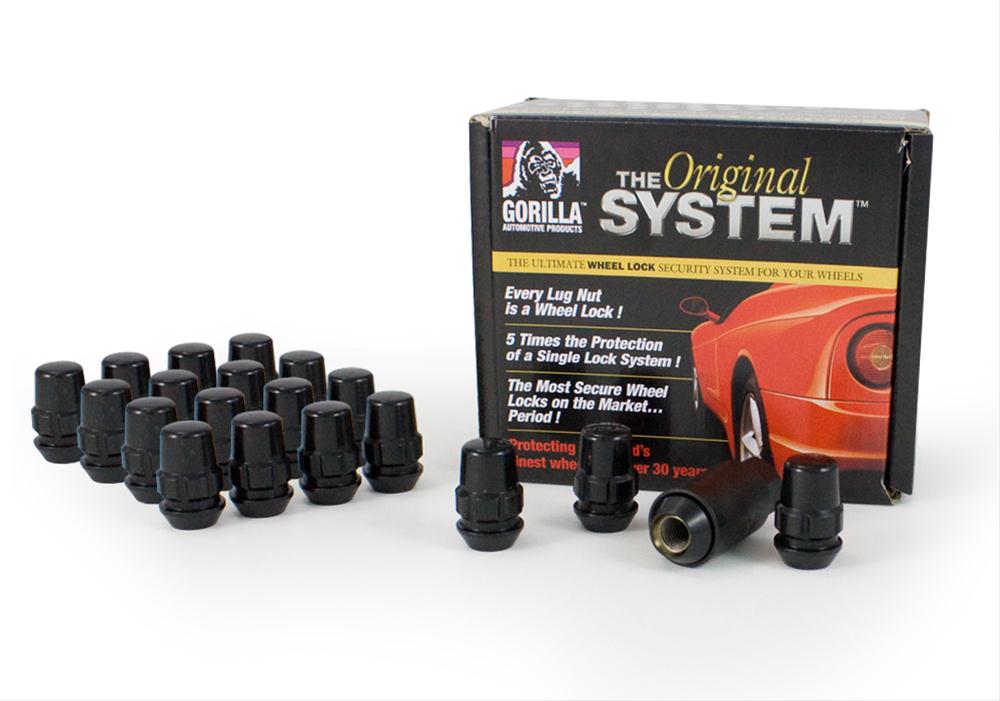 Gorilla Automotive 71634NBC - Original Gorilla Lock System Acorn Bulge 13/16" Hex 12mm x 1.50 Black Set of 24