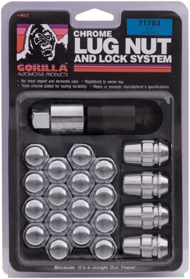 Gorilla Automotive 71733 - Acorn Closed End Lug Nut and Lock Kit 13/16" Hex 12mmx1.50 Chrome 5 Lug Kit