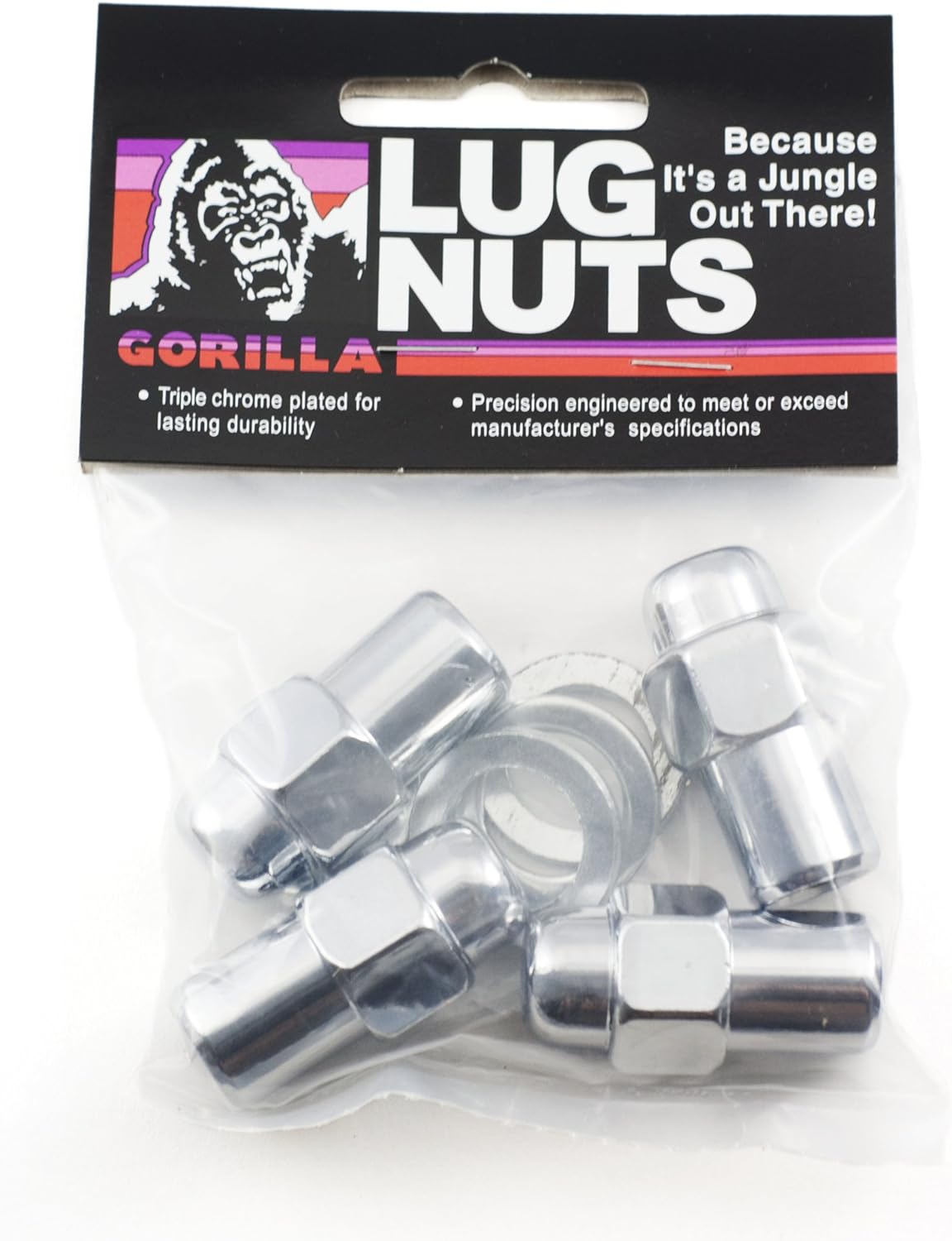 Gorilla Automotive 73127B - Standard Mag Closed End 13/16" Hex 12mmx1.25 Chrome Pack of 4 Lugs & 4 Washers