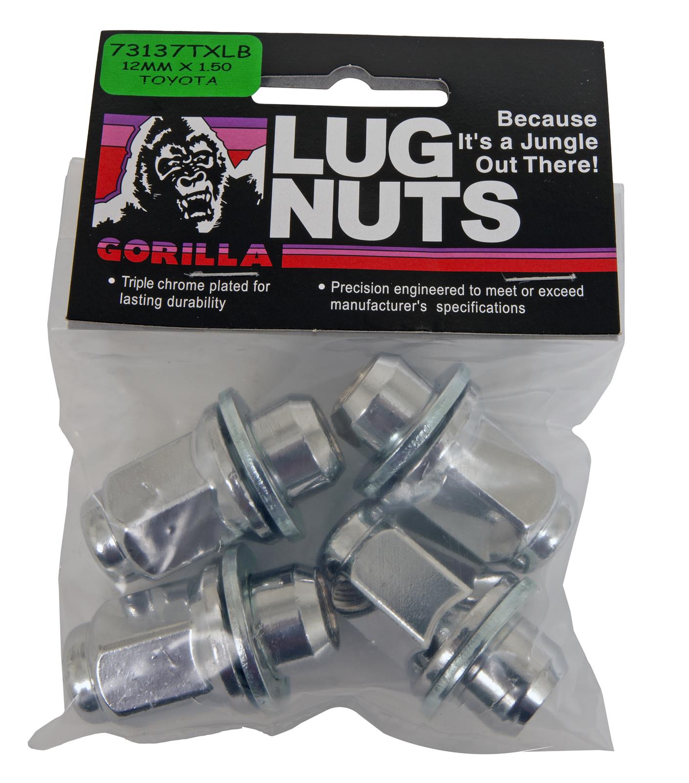 Gorilla Automotive 73137TXLB - Toyota Mag XL 21mm Hex 12mm x 1.50 Chrome Pack of 4 Lug Nuts
