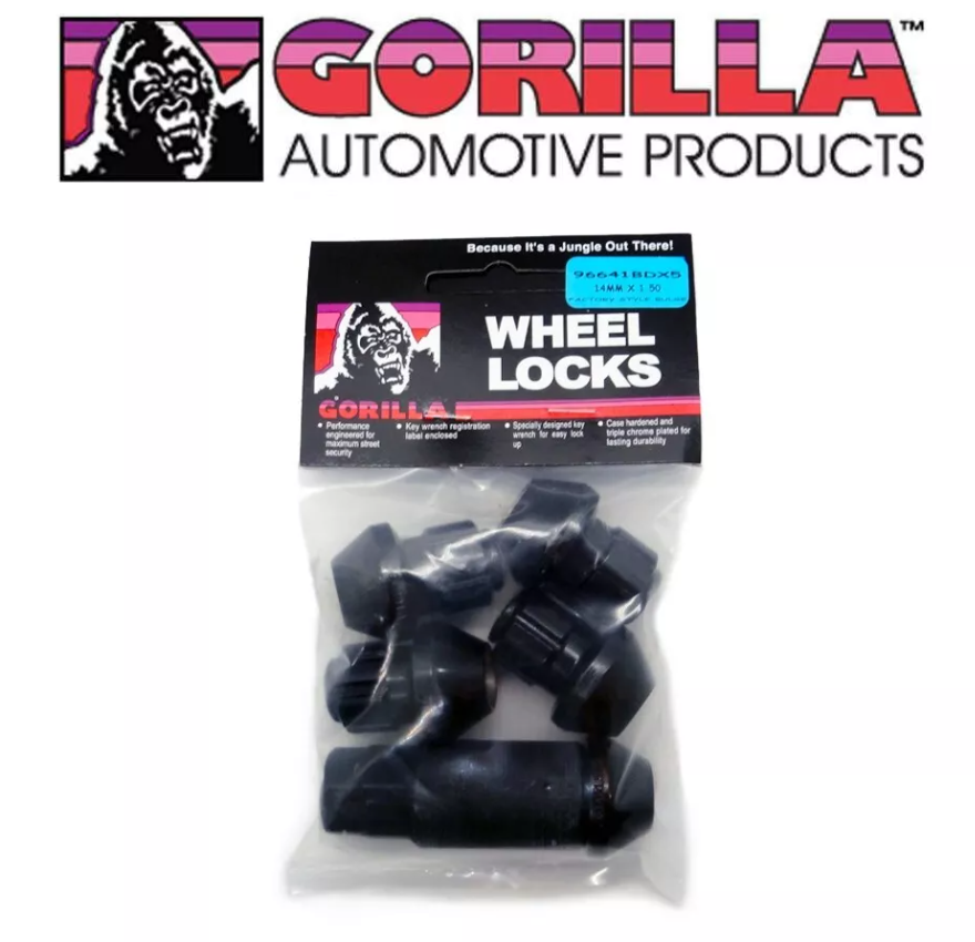 Gorilla Automotive 96641BDX5 - Original Gorilla Lock Set Factory Style Bulge 13/16"&7/8" Hex 14x1.5 Black 5pk