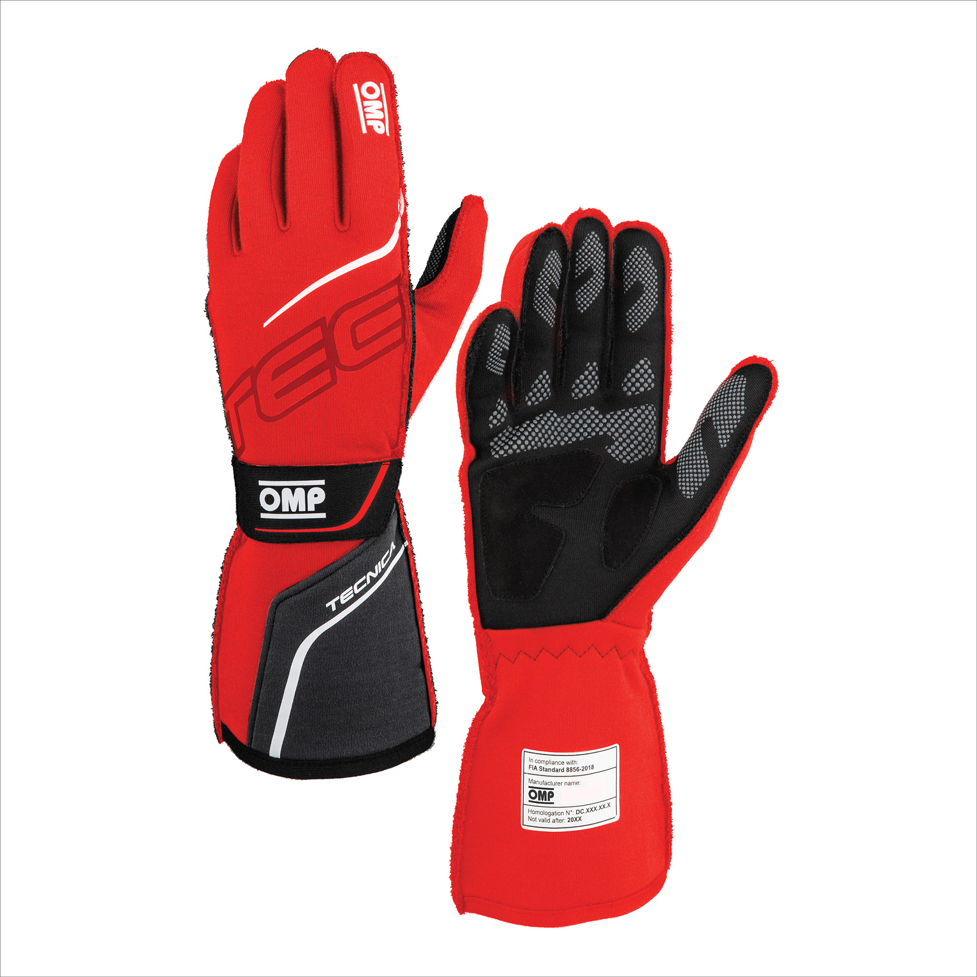 OMP Racing IB0-0779-A01-060-XL - TECNICA GLOVES FIA 8856- 2018 RED / BLACK SZ. XL