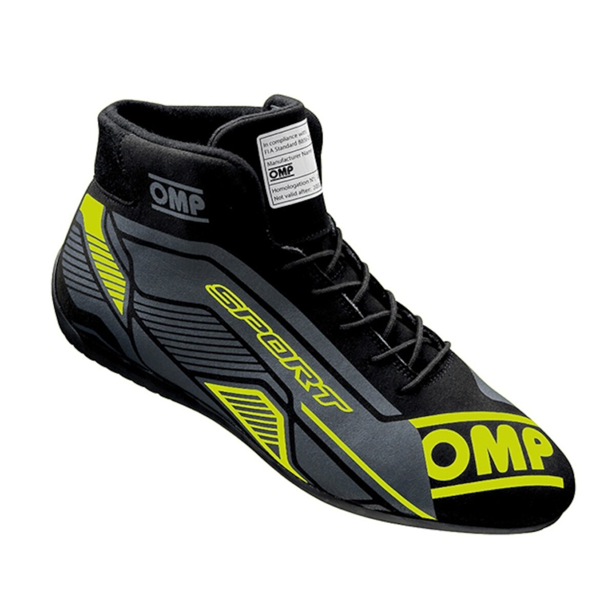 OMP Racing IC0-0829-A01-178-39 - OMP SPORT SHOES FIA 8856 -2018 BLACK / FLUO YELLO