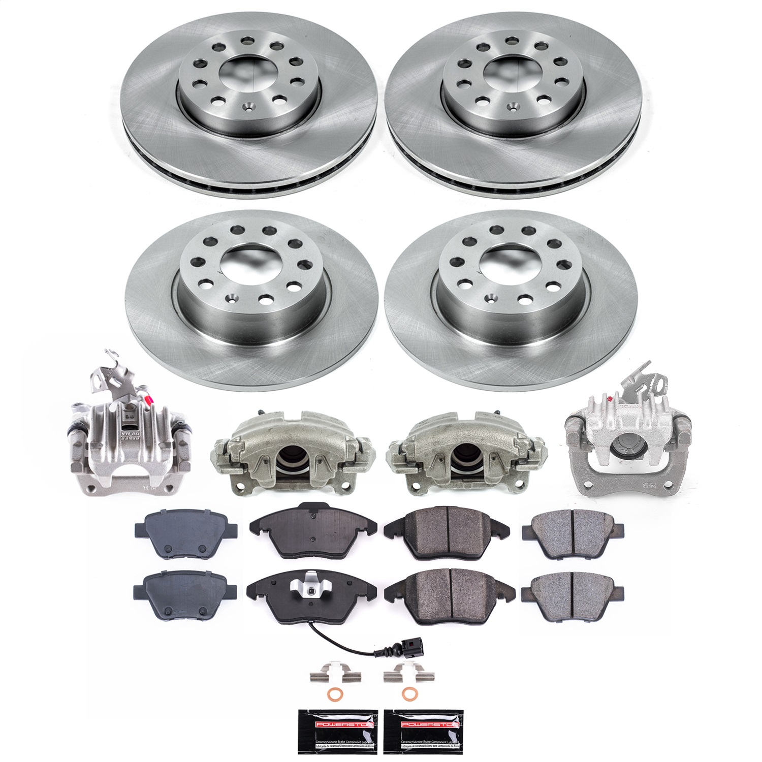 PowerStop KCOE5747A - Power Stop 2012 Volkswagen Beetle Front and Rear Autospecialty Kit w/Calipers