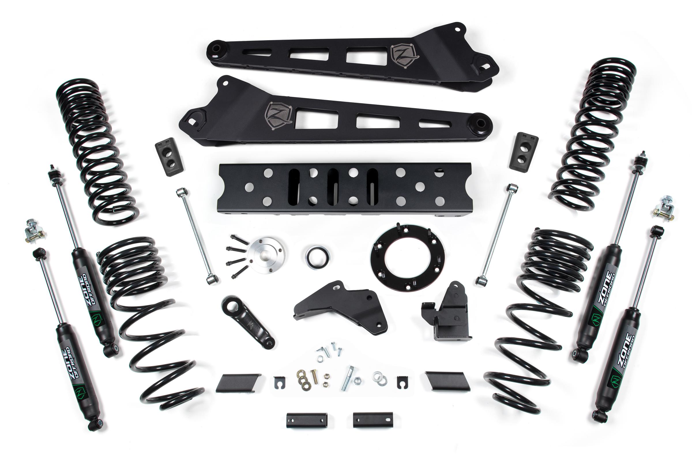 Zone Offroad ZOND118F - 19-24 RAM 2500 6.5 Inch Radius Arm 4.5 Inch Rear Coils Diesel 6-Bolt T-Case Fox Adventure Shocks Offroad Zone Offroad ZOND118F - 19-24 RAM 2500 6.5 Inch Radius Arm 4.5 Inch Rear Coils Diesel 6-Bolt T-Case Fox Adventure Shocks Offroad