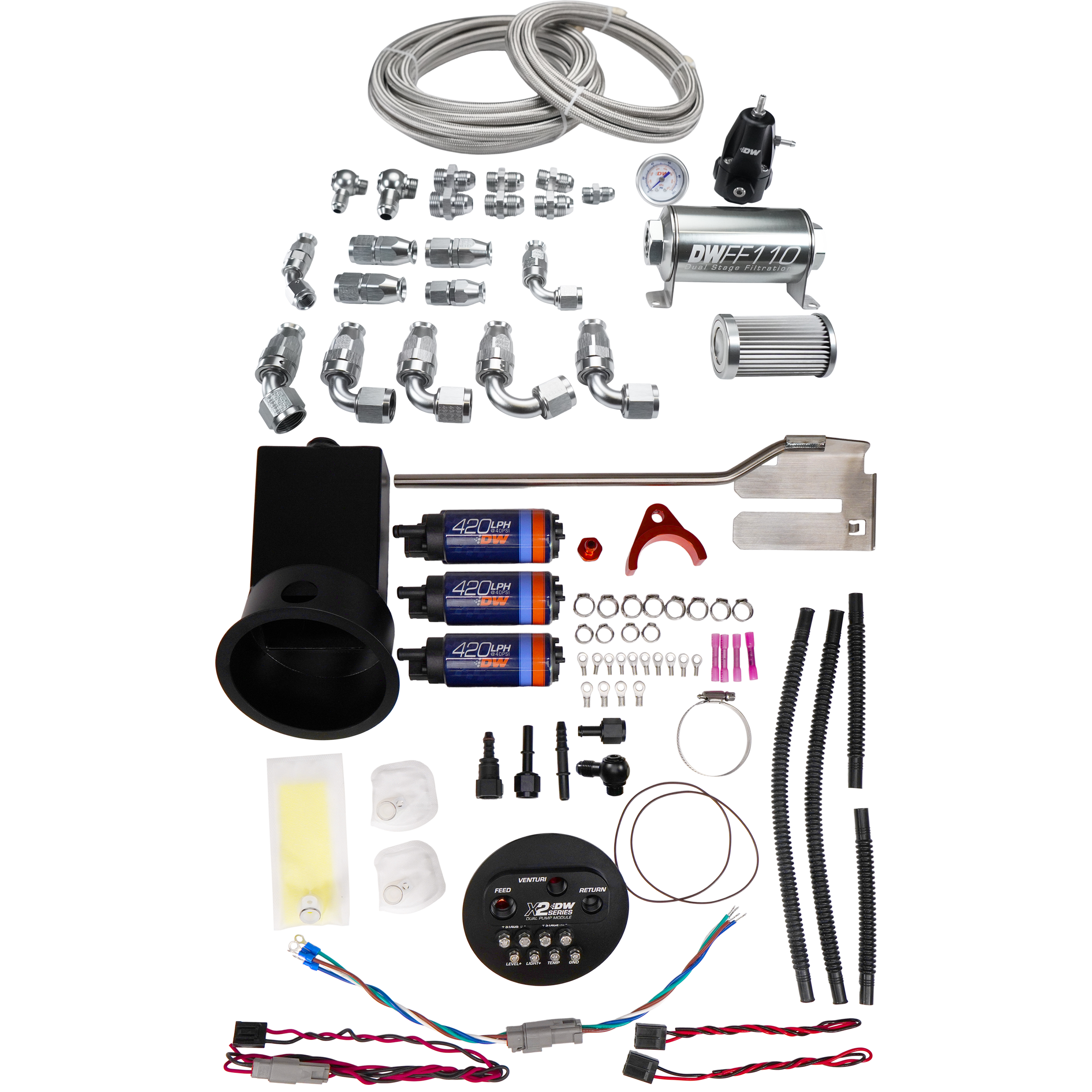 Deatschwerks 9-421-625-7022 - 94-02 Nissan Silvia and Skyline X2 Surge Module with DW420 Pumps and PTFE Plumbing Kit Deatschwerks 9-421-625-7022 - 94-02 Nissan Silvia and Skyline X2 Surge Module with DW420 Pumps and PTFE Plumbing Kit