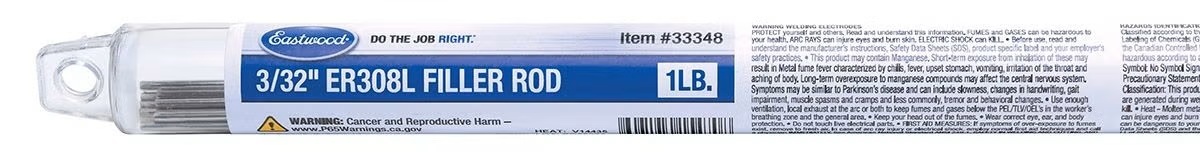 Eastwood 33348 - Filler Rod ER308L 3/32 1LB