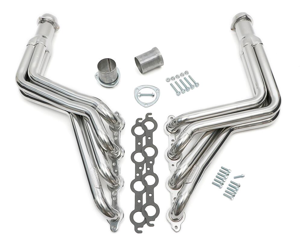 Hedman Hedders 68156 - HEDMAN HEADERS 1968-72 CHEVELLE/EL CAMINO (AND RELATED A-BODIES) LS SWAP HEADERS; AUTO TRANSMISSION; 1-3/4 IN. LONG TUBE; 3 IN. BALL/SOCKET COLLECTOR- HTC SILVER CERAMIC COATED