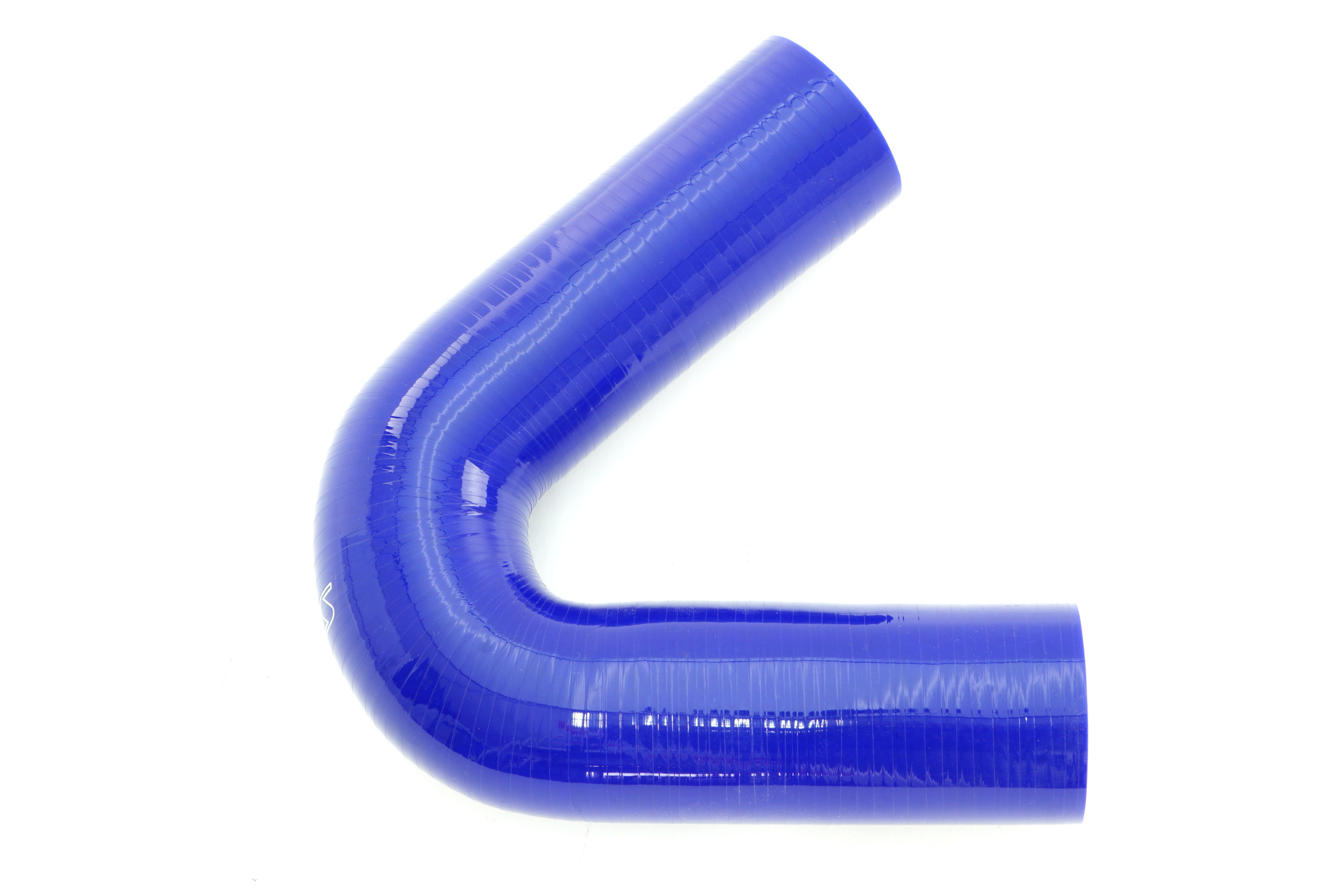 HPS Performance HTSEC135-350-BLUE - 135 deg. silicone coupler, high temp 4-ply reinforced, 3-1/2" ID, 5" legs, blue
