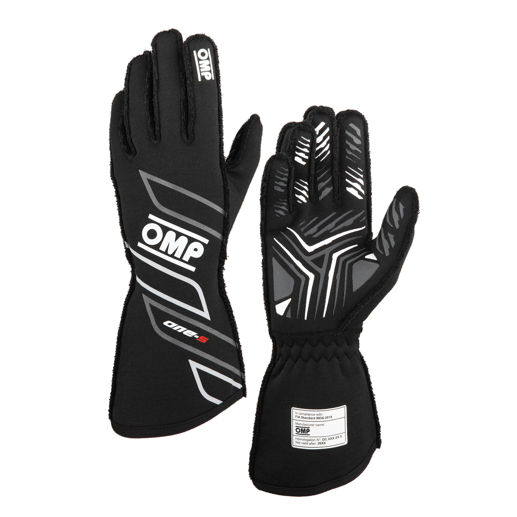 OMP Racing IB0-0778-A01-071-XXL - ONE-S GLOVES my2025 FIA 8856-2018 BLACK SZ. XXL