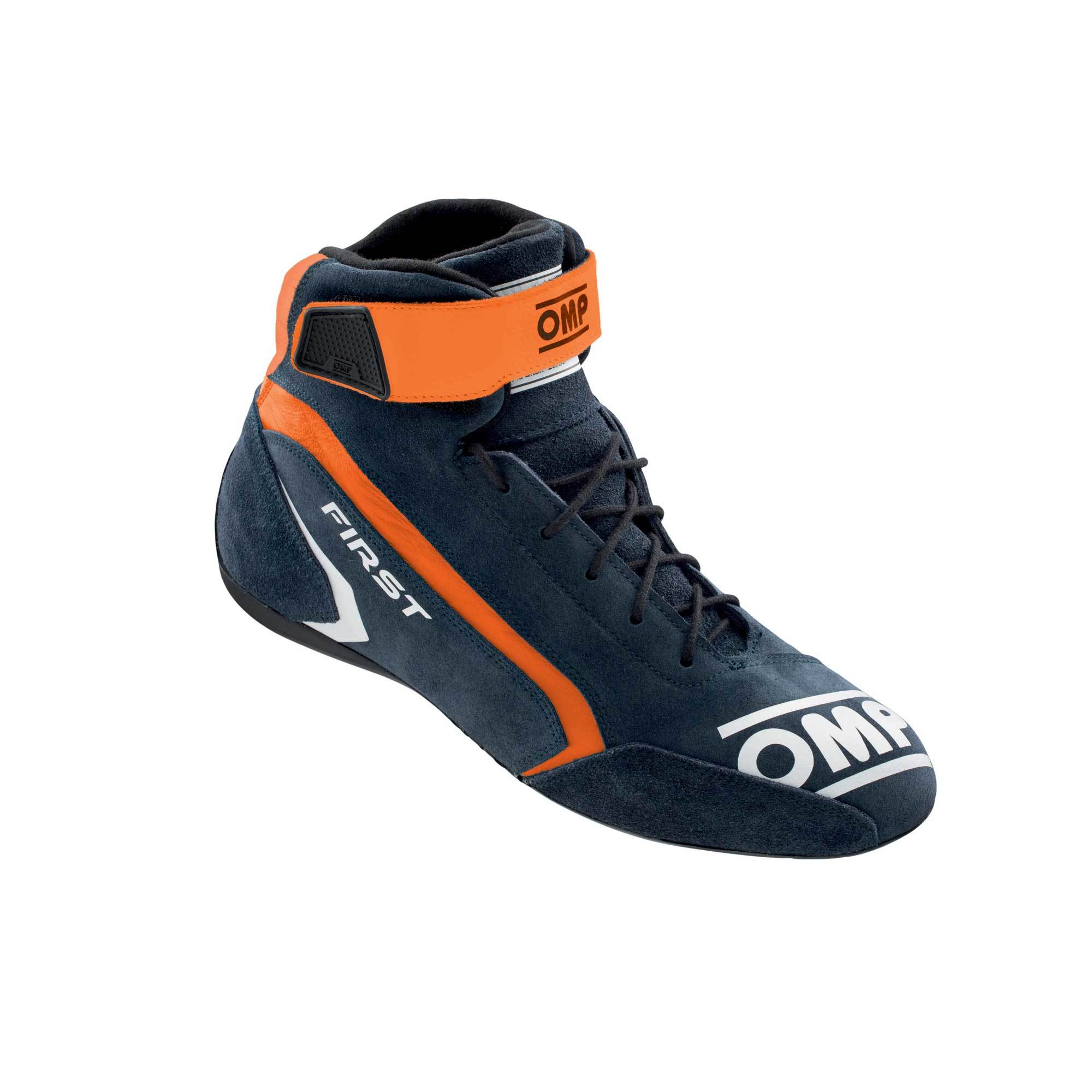 OMP Racing IC0-0824-A01-249-42 - FIRST SHOES FIA 8856-201 8 NAVY BLUE / ORANGE SZ