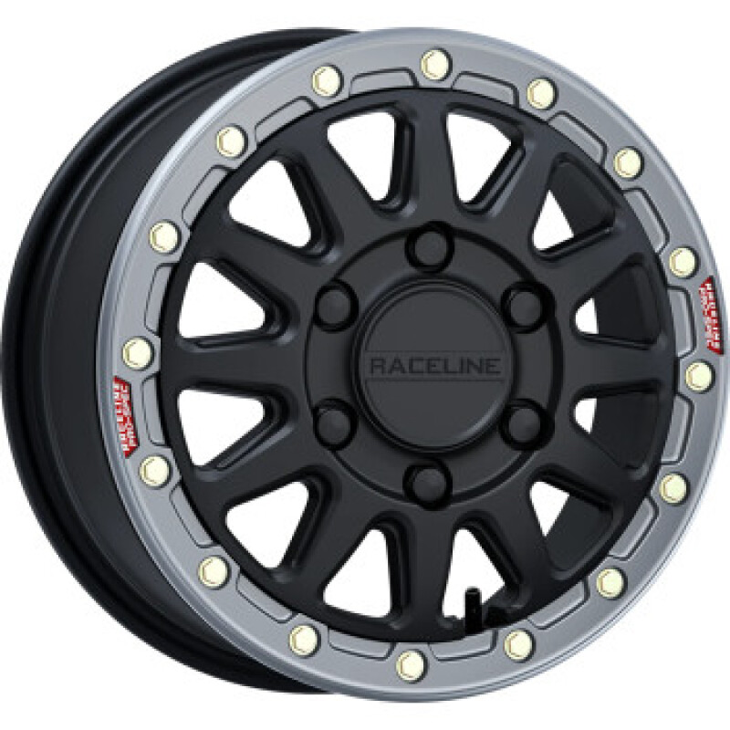 Raceline A14BG-77012+40 - A14BG Alpha 17x7in/5x114.3 BP/40mm Offset/68mm Bore- Blk & Gunmetal Ring Beadlock Wheel